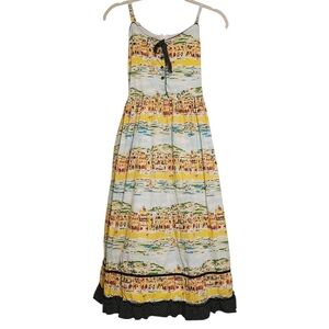 Marmellata | Girls' Yellow Cityscape Fit & Flare Dress With Tulle (Size 16)